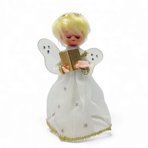 Vintage Mid Century Leewards Blonde Hair Angel Tree Topper Cardboard Cone Japan